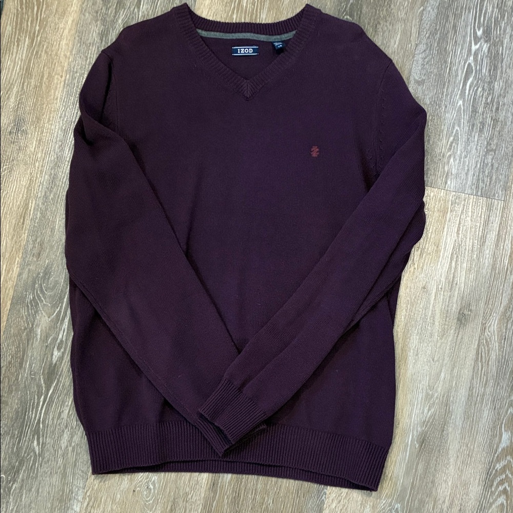 Izod Men's V-Neck Sweater - Deep Purple